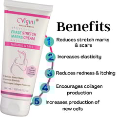 Vigini Stretch Marks Scar removal cream Oil contain 100% Natural Actives, Bio Oils a mark remover in during or after Pregancy Delievery for women,remove hyper pigmentation uneven skin tone(200G)