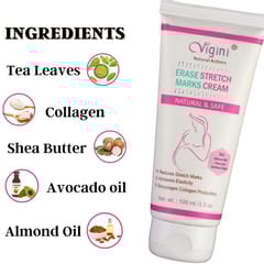 Vigini Stretch Marks Scar removal cream Oil contain 100% Natural Actives, Bio Oils a mark remover in during or after Pregancy Delievery for women,remove hyper pigmentation uneven skin tone(200G)