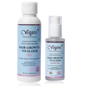 Vigini 3% Serum & 1% Redensyl Oil Saw Palmetto Procapil Anageline Anagain Hair Care Scalp Tonic Nourishing Growth Revitalizer Control Fall Loss Thinning for Silky Shine Strong Healthy Hair & Women-130ml