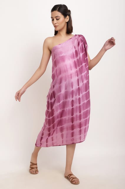 One shoulder kaftan dress.