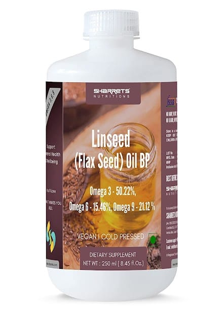 Sharrets Linseed Flaxseed Oil 250ml - Ph. Eur/BP - Vegan, Gluten Free