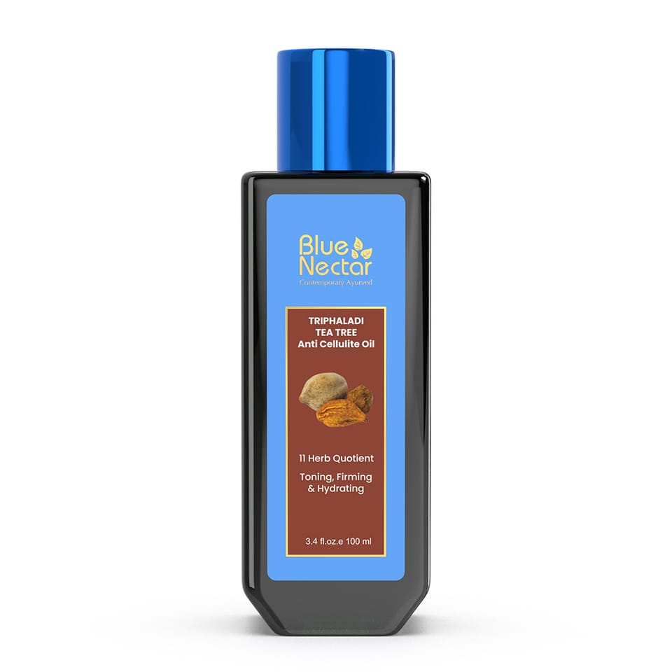 Blue Nectar Triphaladi Ayurvedic Slimming and Anti Cellulite Massage Oil for Weight Loss (11 Herbs, 100 ml)