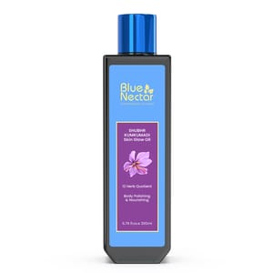 Blue Nectar Shubhr Ayurvedic Body Massage Bio Oil for Stretch Marks, Oil for Scars, Aging & Wrinkled Skin (9 Herbs, 200 ml)