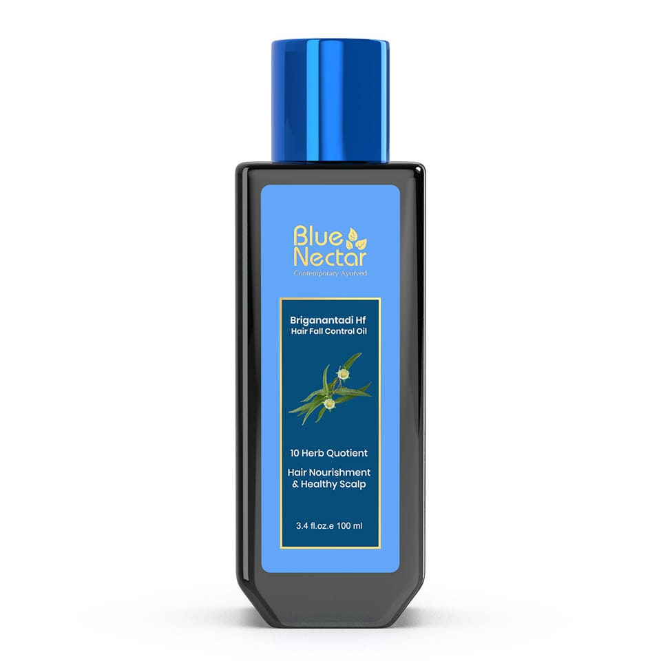 Blue Nectar Briganantadi Hair Fall Control and Healthy Scalp Hair Oil (10 Herbs, 100 ml)