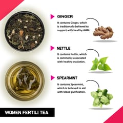 TEACURRY Fertility Tea (1 Month pack | 30 Tea Bags) - For Women with Diet Chart