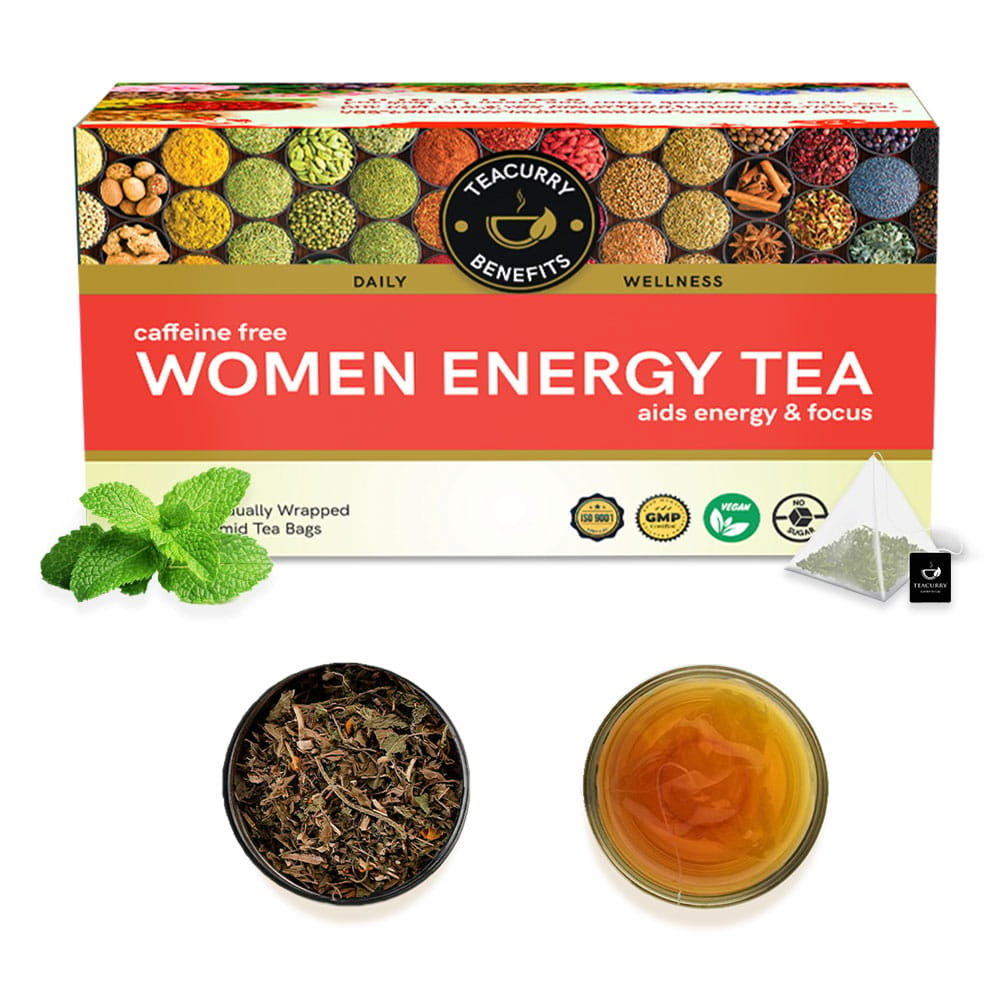 TEACURRY Women Energy Tea (1 Month pack | 30 Tea bags) - Helps with Energy and Alertness