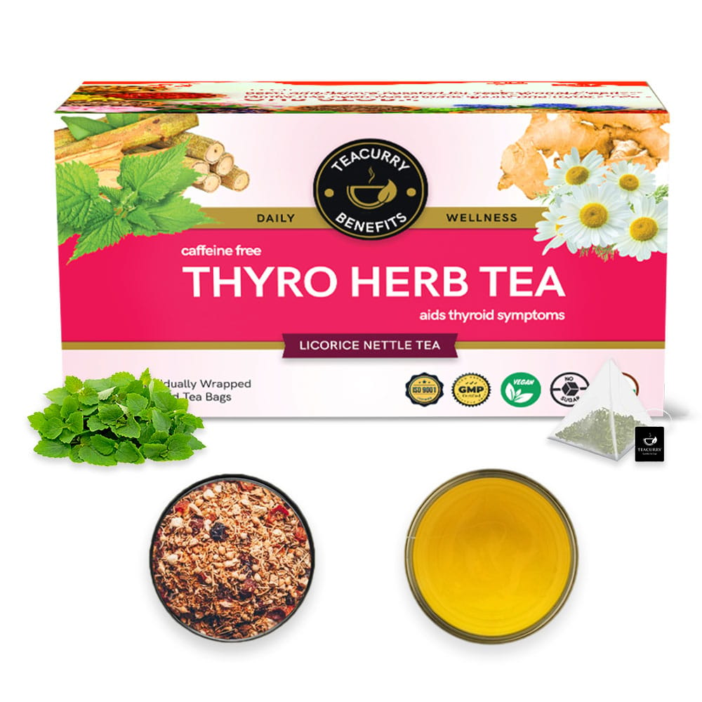 TEACURRY Thyro Herbal Tea (1 Month pack | 30 Tea Bags) - Helps with Thyroid Hormones (TSH, T3, T4), Manage Weight