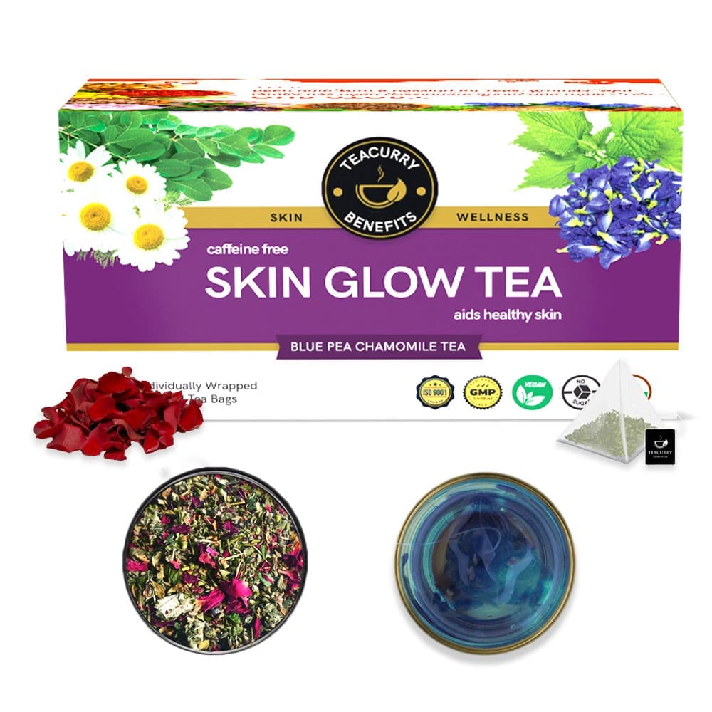 TEACURRY Skin Glow Tea (1 Month pack | 30 tea bags) - Helps in Skin Nourishment, Hydration & Detoxification