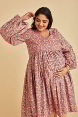 Izna Balloon Sleeves Hi-Low Maternity Dress