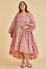 Izna Balloon Sleeves Hi-Low Maternity Dress