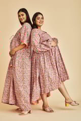 Izna Balloon Sleeves Hi-Low Maternity Dress