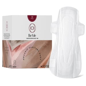 Be Me - Sanitary Pads for Women - Single Wing - For Moderate & Heavy Flow - With Brown Disposal Pouches, Rash Free, Biodegradable, Anti Bacterial Napkin (Regular- Pack of 12 Pads)