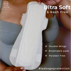 Be Me - Sanitary Pads for Women - LARGE (Moderate - Heavy Flow) - Pack of 60 Pads - With Disposal Pouches, Rash Free, Biodegradable, Anti Bacterial Napkins