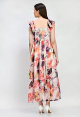 Mometernity Chiffon Floral  Maternity & Nursing Flowy Maxi Dress/Gown set of 1 pcs - White