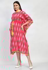 Mometernity Cotton Ikat Maternity & Nursing Kaftan set of 1 pcs  - Pink