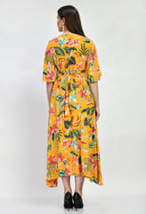 Mometernity Rayon Tropical Print Maternity & Nursing Shirt Dress Set of 1 pcs  - Yellow