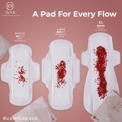 Be Me - Sanitary Pads for Women - COMBO (Flow Wise) - Pack of 12 Pads - With Disposal Pouches, Rash Free, Biodegradable,  Anti Bacterial Napkins