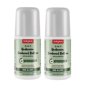 Sirona Underarm Deodorant Roll On for Women, 50 ml | Oud Allure (Pack of 2)