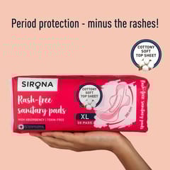 Sirona Cottony Soft Rash Free Sanitary Pads for Women - Pack of 30 (XL Size)