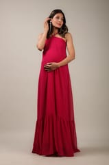 Halter Rose Red Maternity Gown