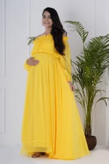 Bell Sleeves Yellow Baby Shower Dress
