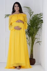 Bell Sleeves Yellow Baby Shower Dress