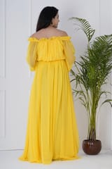 Bell Sleeves Yellow Baby Shower Dress