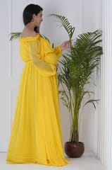 Bell Sleeves Yellow Baby Shower Dress