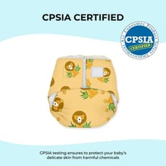 Snugkins -Newborn Bliss - Reusable,Waterproof & Washable Cloth Diapers for Newborn babies, Contains 1 Diaper, 1 Wet-Free Organic Cotton Pad & 1 Booster Pad - Fits 2.5kg - 7kg - Lion Hearted