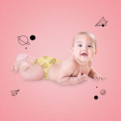 Snugkins -Newborn Bliss - Reusable,Waterproof & Washable Cloth Diapers for Newborn babies, Contains 1 Diaper, 1 Wet-Free Organic Cotton Pad & 1 Booster Pad - Fits 2.5kg - 7kg - Lion Hearted