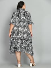 Mometernity Rayon Zebra Print Maternity & Nursing Shirt Midi Dress Set of 01- White & Black