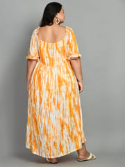 Mometernity Rayon Shibori Print Maternity & Nursing Off Shoulder Maxi  Dress Set of 01- Yellow