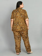 Mometernity Rayon Leopard Print Maternity & Nursing  Nightsuit Set of 02 - Brown & Black