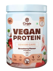 Origin Nutrition senior Care Vegan Plant Protein Powder 400g, Strawberry Flavour with 25g Plant Based Protein