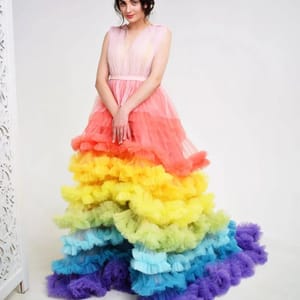 Rainbow dress, Pride dress, Photo shoot maxi dress