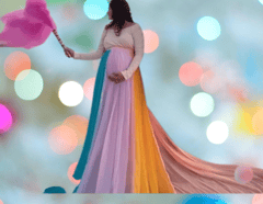 Rainbow Color Maternity Dress for Photo Shoot Pregnant Women Fancy Photography Props Pregnancy Dress Elegence Maxi Gown Photo Shoot