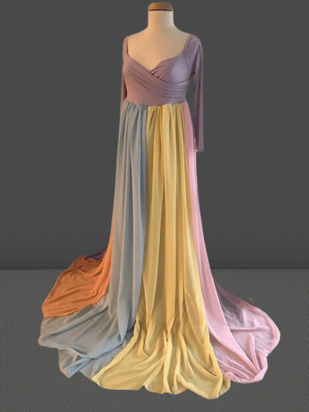 Rainbow Color Maternity Dress for Photo Shoot Pregnant Women Fancy Photography Props Pregnancy Dress Elegence Maxi Gown Photo Shoot