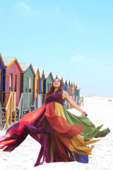 Rainbow Color Drape Maternity Gown