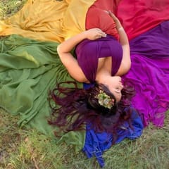 Rainbow Color Drape Maternity Gown