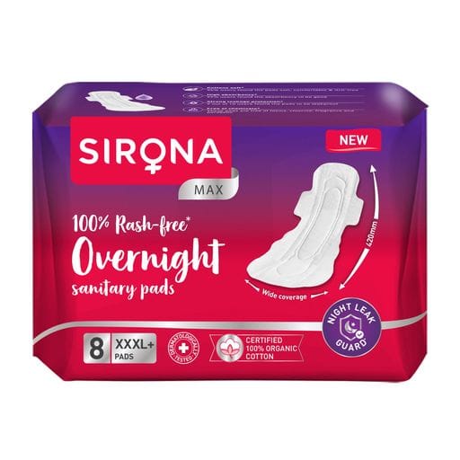 Sirona Max Overnight Sanitary Pads for Women - XXXL+ (Pack of 8)