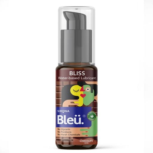 Sirona Bleu Bliss 100% Water-based Lubricant | Aloe Vera & Cucumber extracts | Glycerin-free | Paraben-free | No harsh chemicals | Lube for Her, Him & Couples | Natural Chocolate Flavour | 50ml