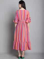 Moms Maternity Sustainable Cotton Pink Striped Maternity Maxi Dress