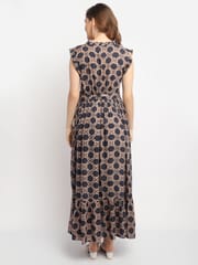 Moms Maternity Women's Maternity Rayon Geometric Print Black Maxi Dress