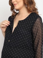 Moms Maternity Women's Maternity Georgette Polka Dot Print Black Midi Dress