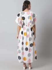 Moms Maternity Women's Maternity Georgette White Polka Print Maxi Dress