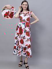 Moms Maternity Women's Maternity Crepe Floral Print White Maxi Dress