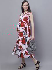 Moms Maternity Women's Maternity Crepe Floral Print White Maxi Dress