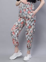 Moms Maternity Women's Maternity Crepe Geometric Print Off White Smoking Trouser