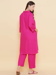 Mine4Nine Women's pink Color Shirt Collar Maternity & Nursing kurta set