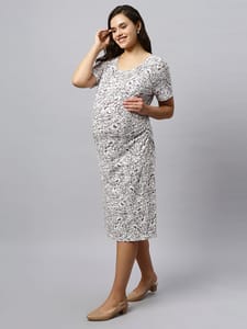 Tummy organic cotton T- shirt Maternity dress White